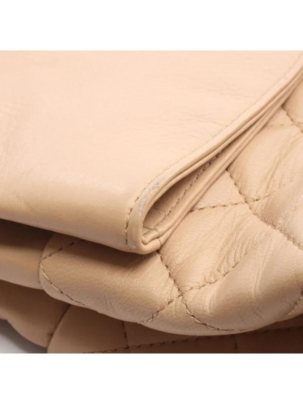 Chanel Shoulder Bag Quilted Beige Lambskin Chain